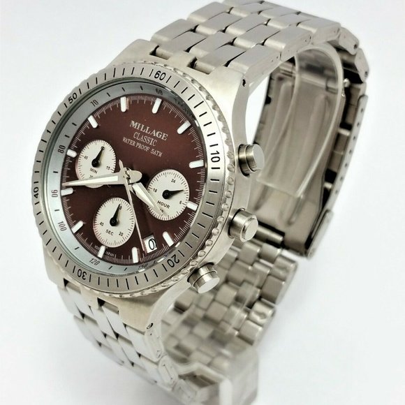 Millage Classic 4388 Date Chronograph Stainless Steel Japan Movement - Nice! - Picture 5 of 11